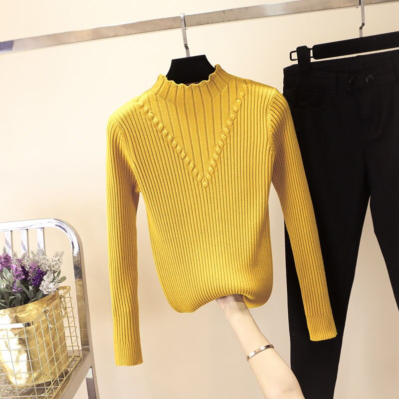 Turtleneck Long Sleeve Knitted Pullover photo1