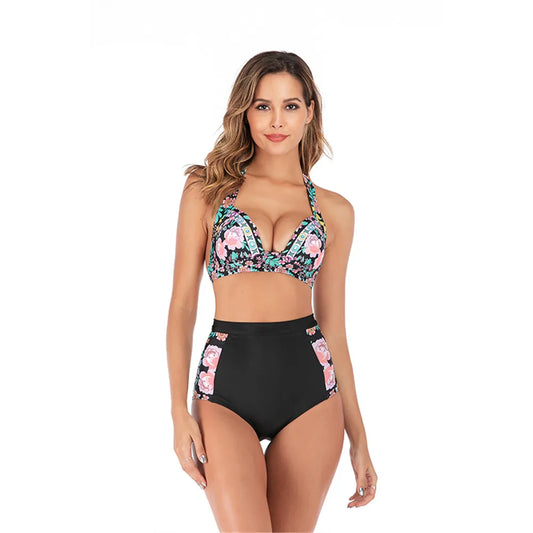 High Waist Women Print Swimwear