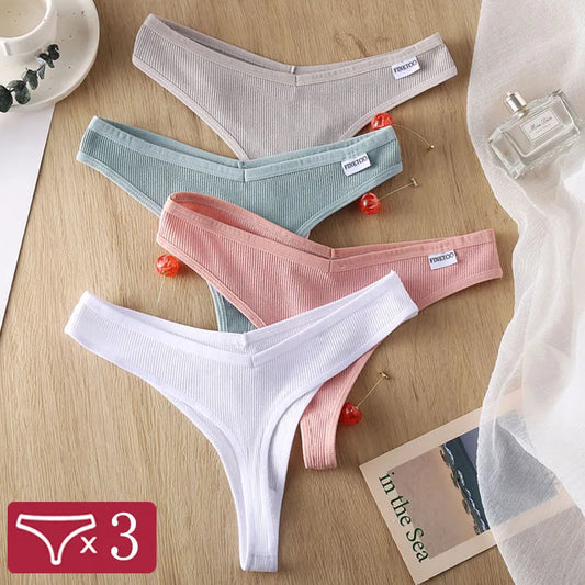 3Pcs/Set Women Cotton Thongs Panties