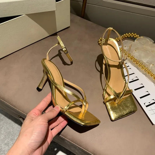 Square toe Ankle Strap high heel Sandals