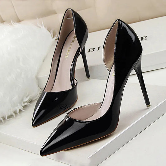 Fashion Woman Patent Faux Leather high Heels
