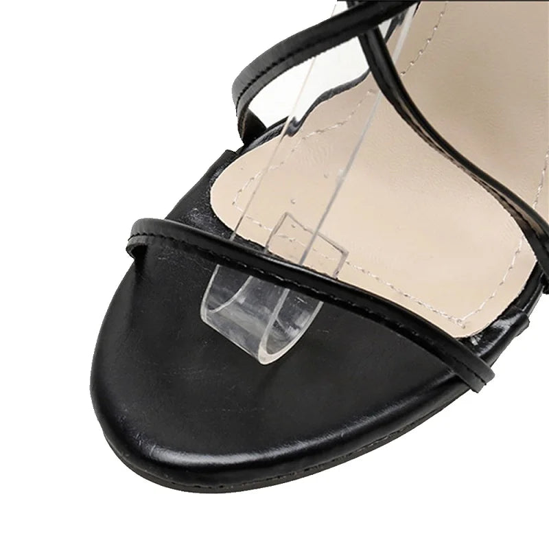 Straps Black High Heel Sandals
