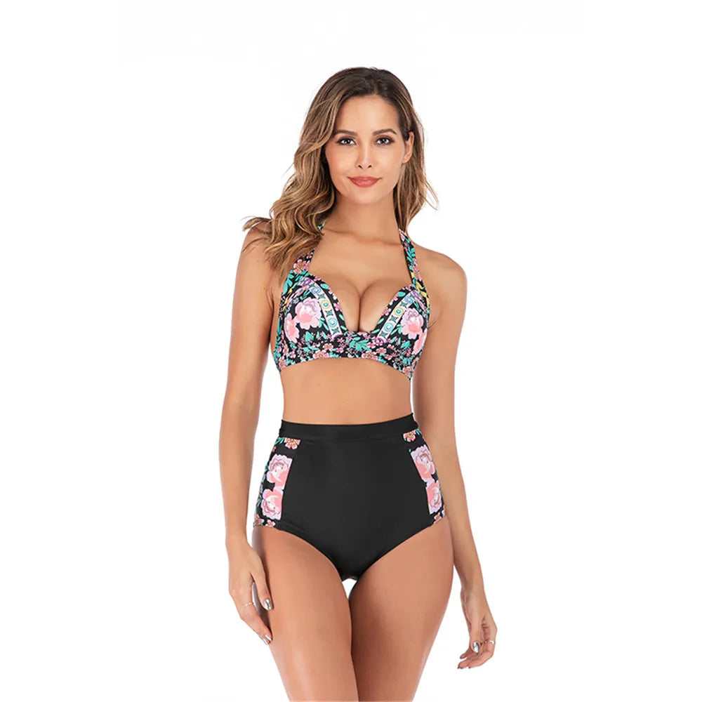 New Plus Size Bikini Women Solid Swimwear