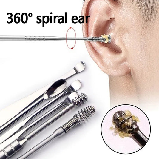 6Pcs/set Ear Wax Pickers Stainless Steel Earpick Wax Remover