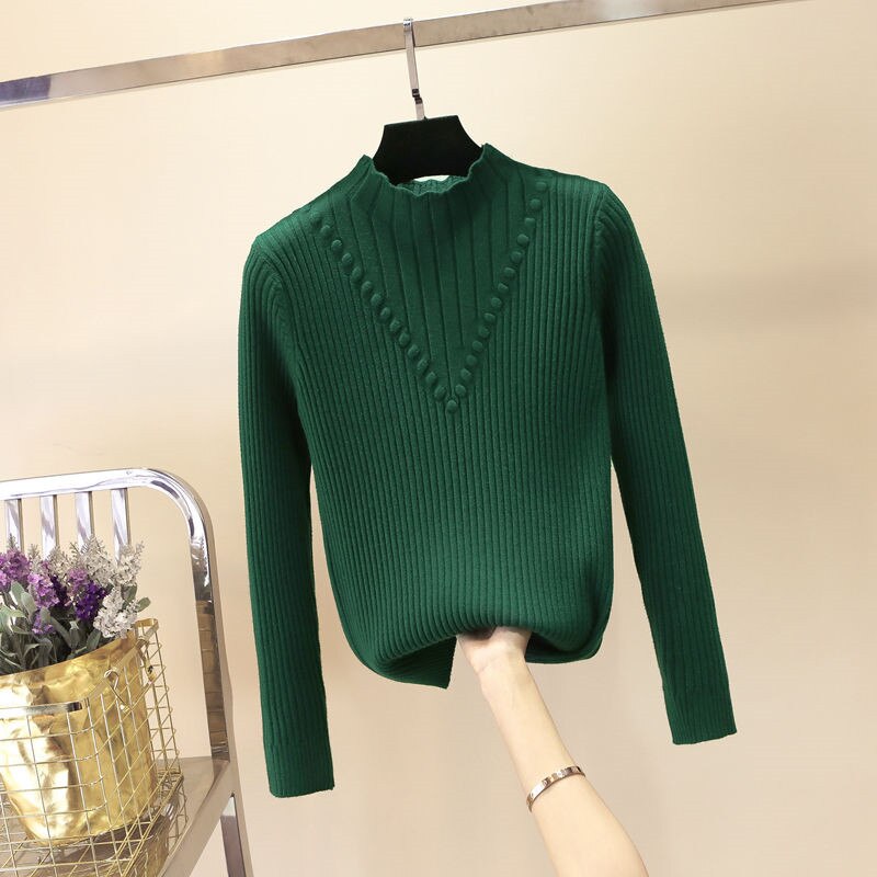 Turtleneck Long Sleeve Knitted Pullover photo8