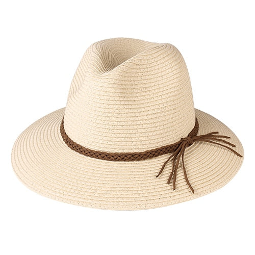 Straw fedora Stylish Summer Hat Beige