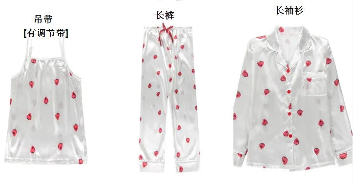 Spring Summer 7 Pcs satin Pajamas Set