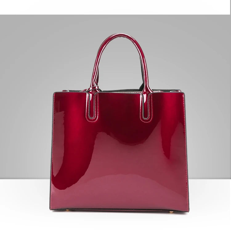 Bright Solid Patent Leather Fashion handbag