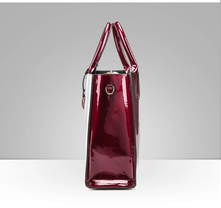 Bright Solid Patent Leather Fashion handbag