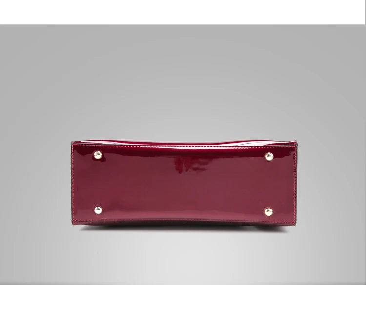 Bright Solid Patent Leather Fashion handbag