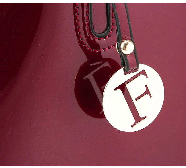 Bright Solid Patent Leather Fashion handbag