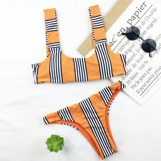 Women Stripe Print Swimwear