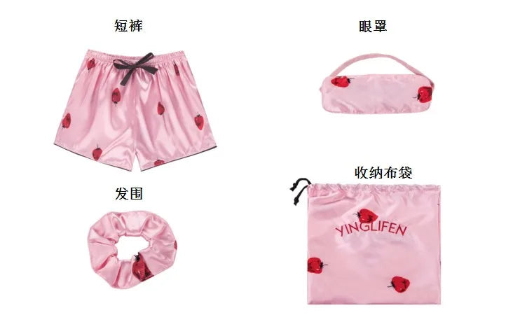 Spring Summer 7 Pcs satin Pajamas Set