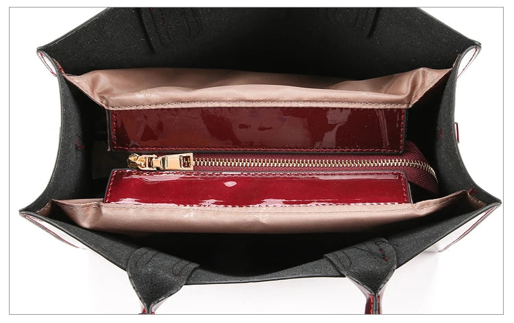 Bright Solid Patent Leather Fashion handbag