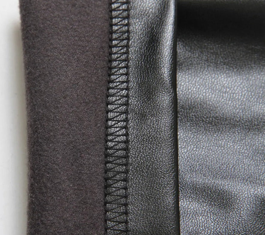 Women Thin Velvet PU Leather Pants