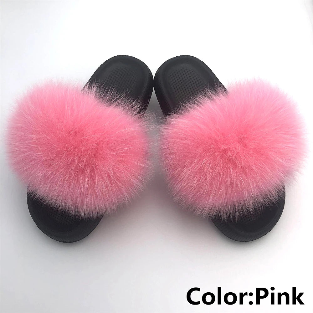 Fur Fluffy thick sole Slippers Pink