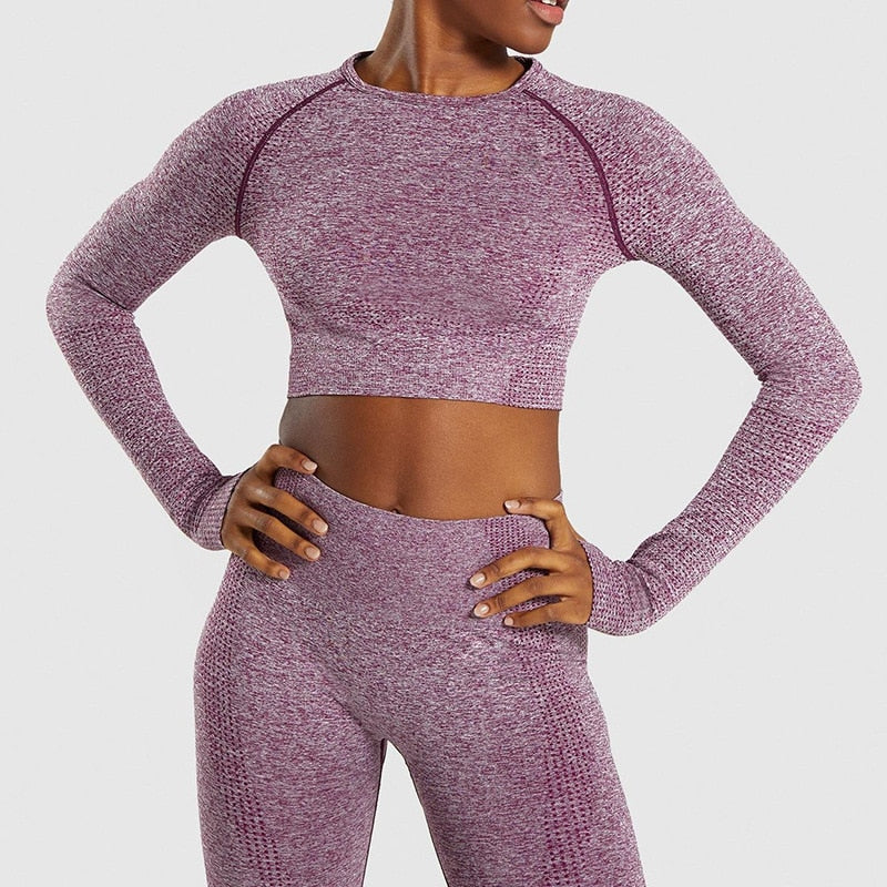 Women Vital Seamless Yoga Set wine red