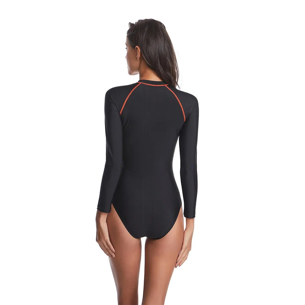 New Long Sleeve Rash Guard Solid Swimwear