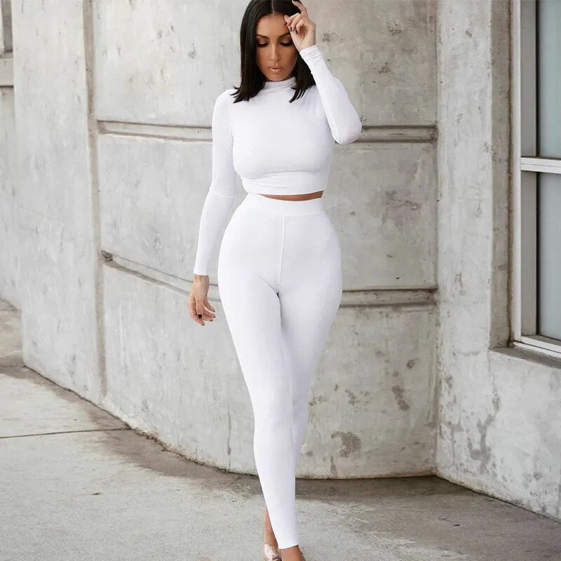 Women Sport Fitness Two Piece Set White
