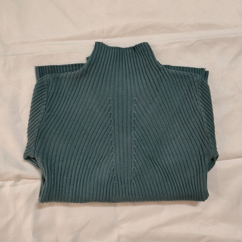 Women Long Sleeve turtle neck Knitted Jumper Top
