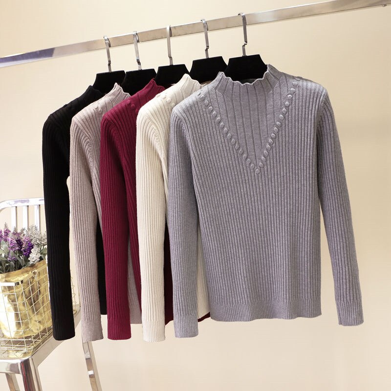 Turtleneck Long Sleeve Knitted Pullover