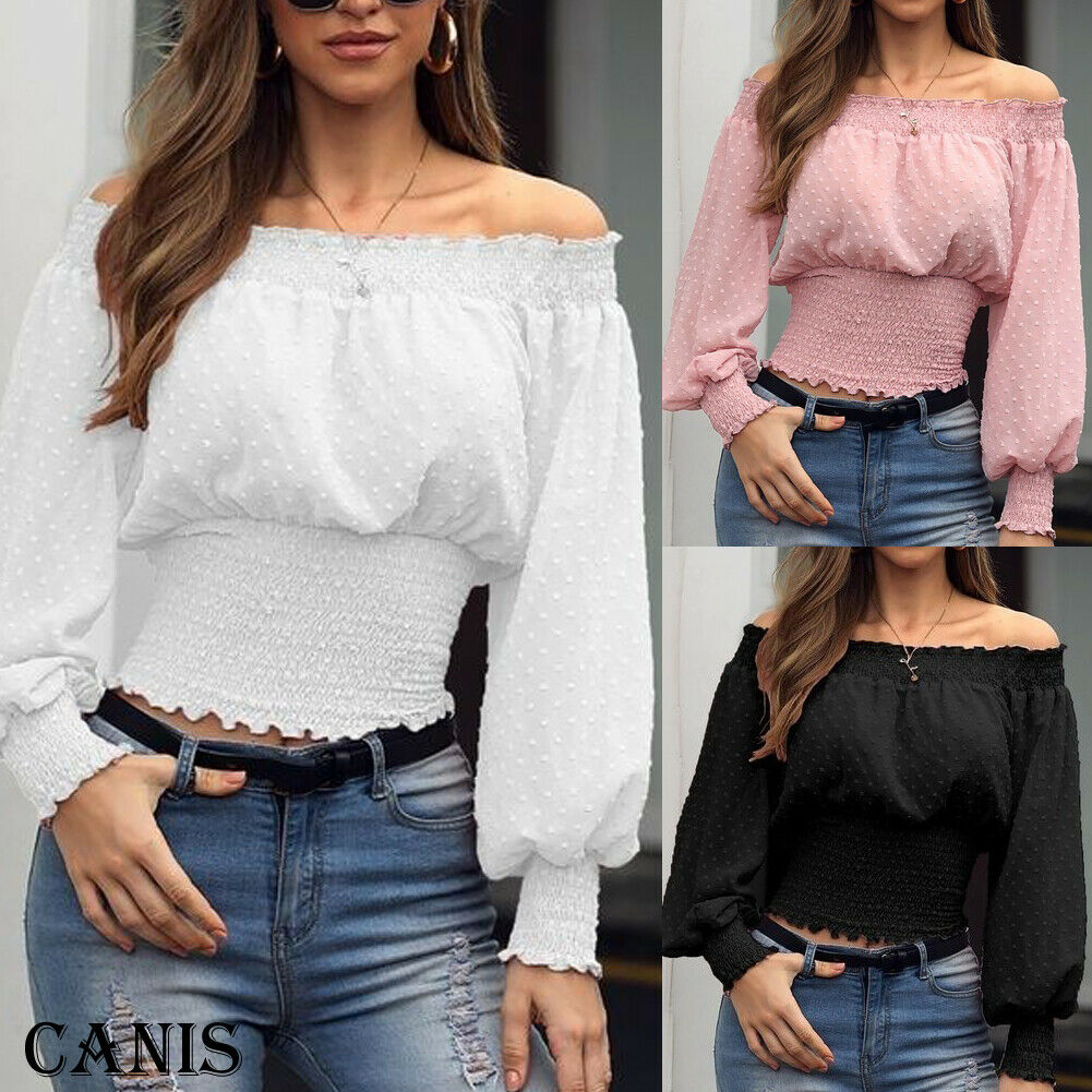 Women Long Sleeve off shoulder blouse top