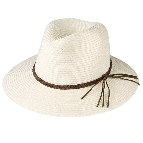 Straw fedora Stylish Summer Hat Milk White