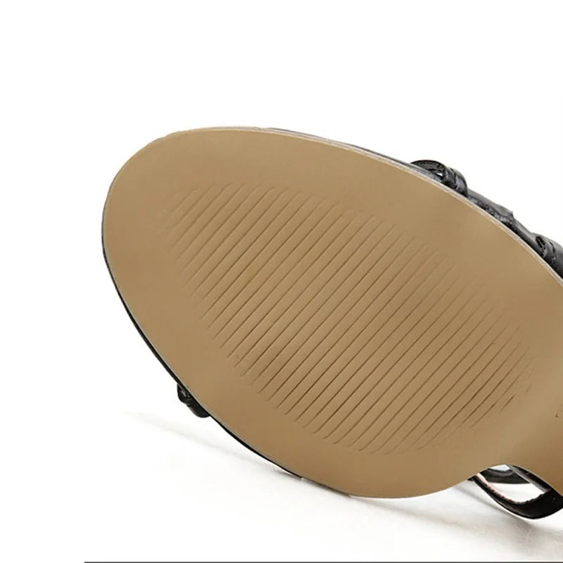 Straps Black High Heel Sandals