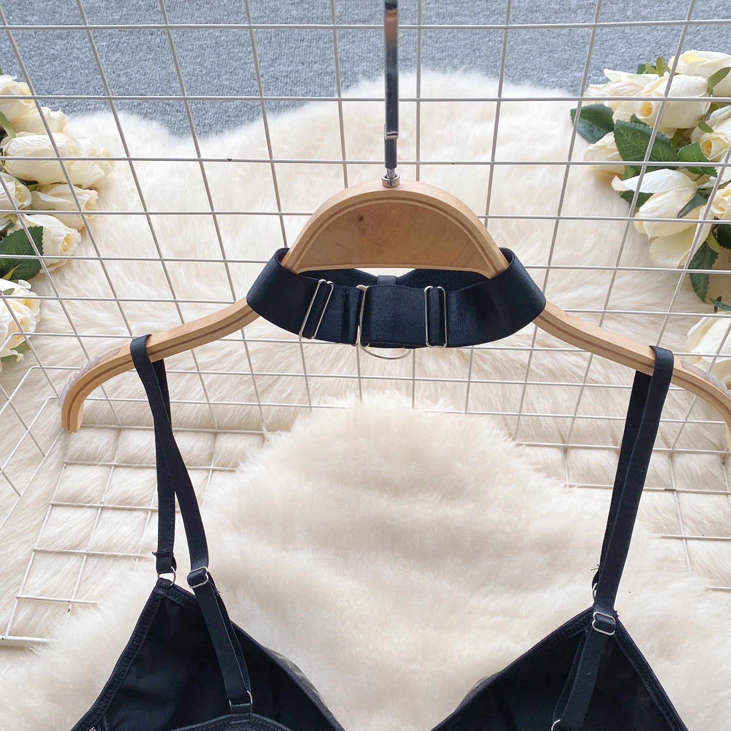 Lace-up PU Hollow One Piece Faux Leather body lingerie