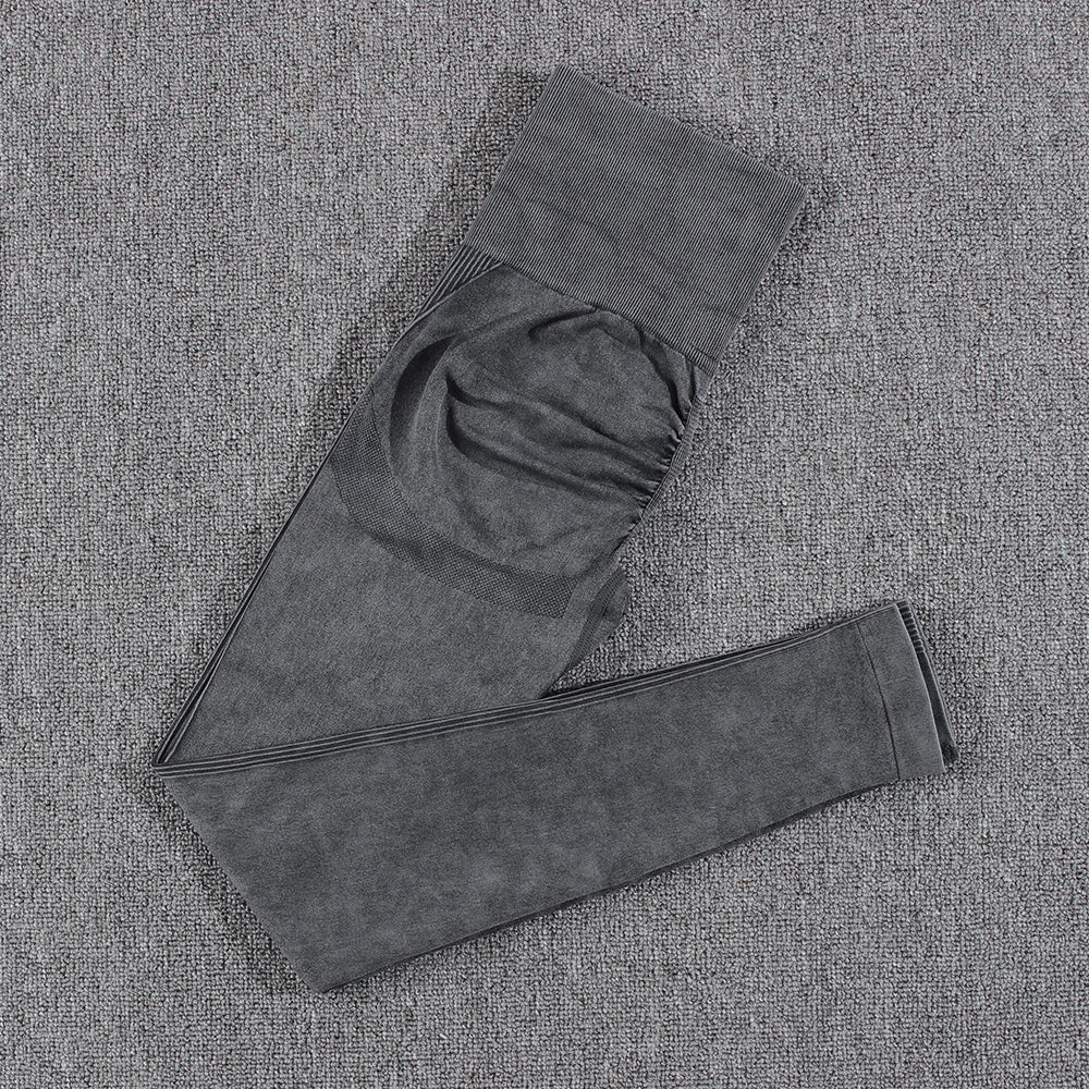 2 piece Gym Workout Yoga seamless high waist Set Lblack pant