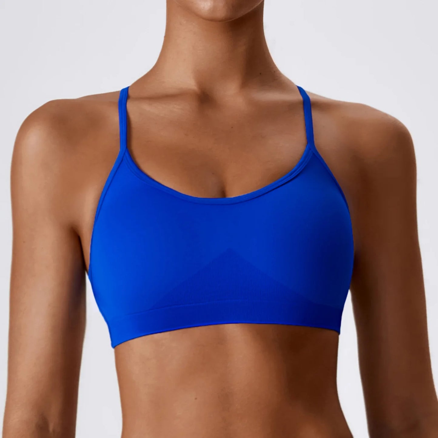 Back Cross Strap Sports fitness Bra blue