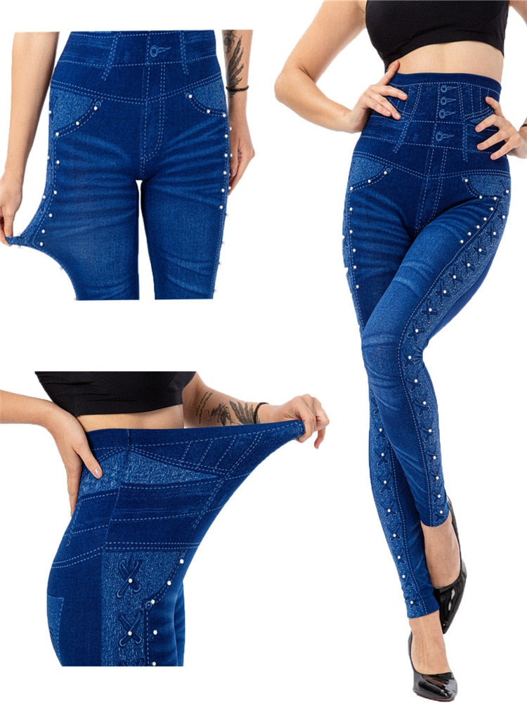 Women Faux Denim Jeans