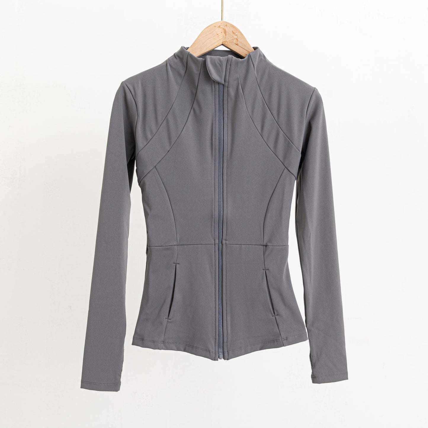 Long-sleeved zipper Fitness Running gym Top Jacket Dark Grey