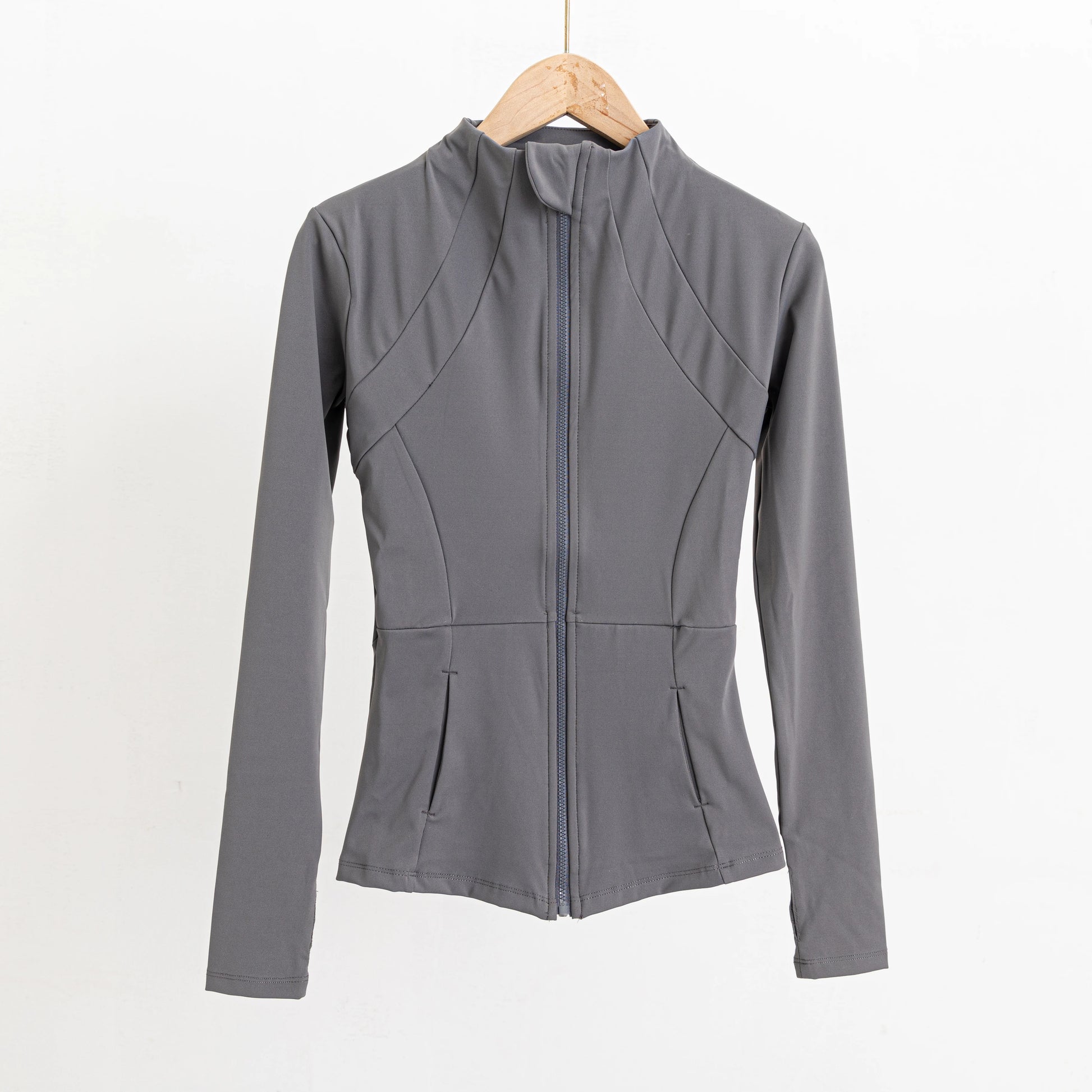 Long-sleeved zipper Fitness Running gym Top Jacket Dark Grey