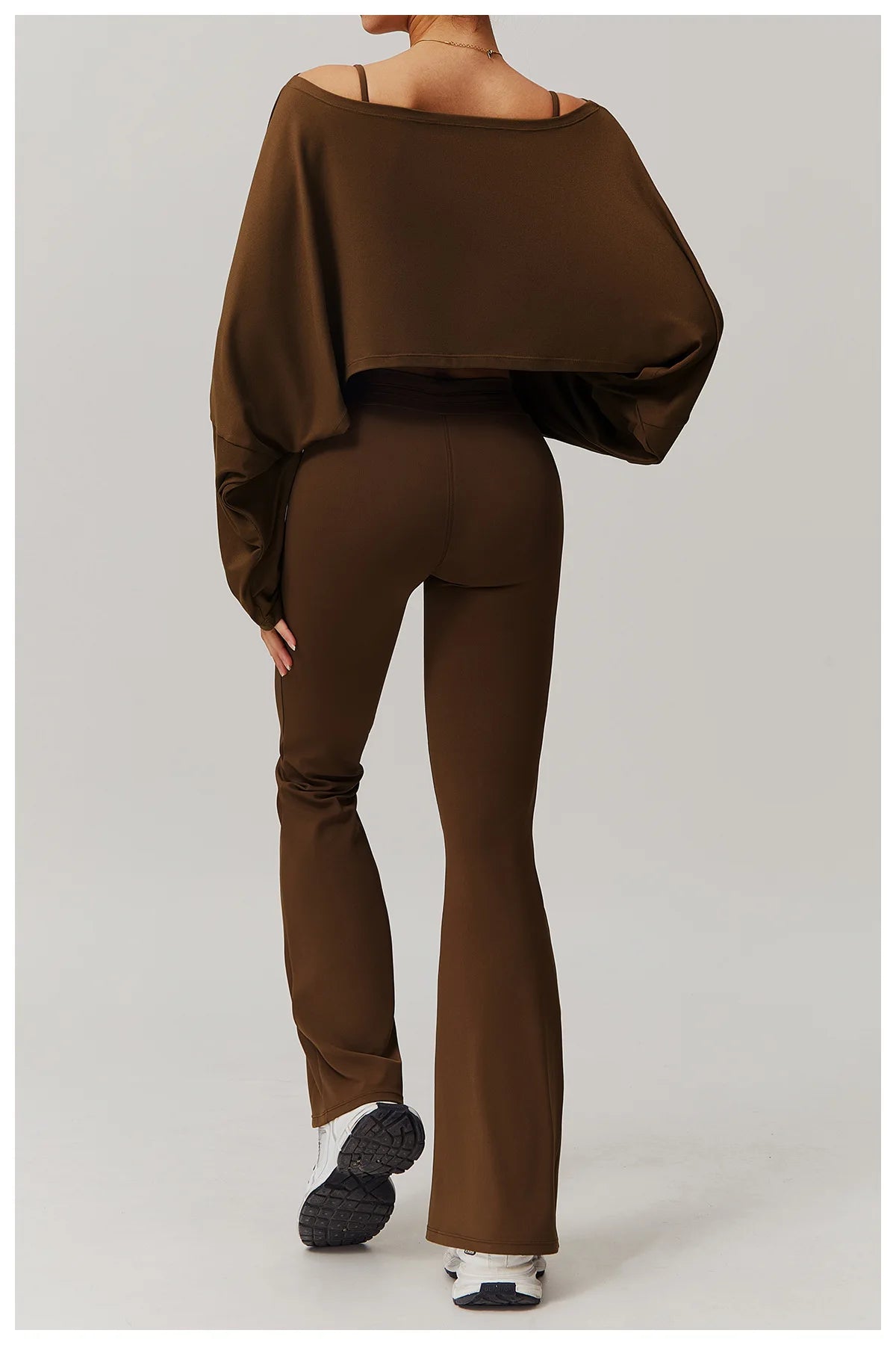 Long Sleeve off Shoulder Bat Sleeve Gym Yoga top