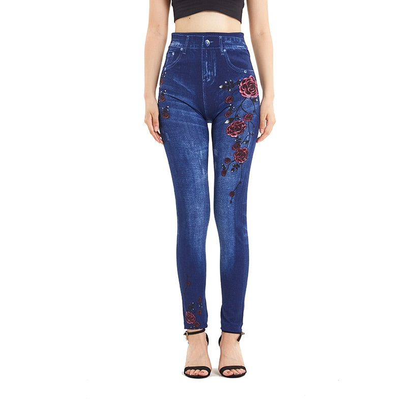 Women Faux Denim Jeans PD445