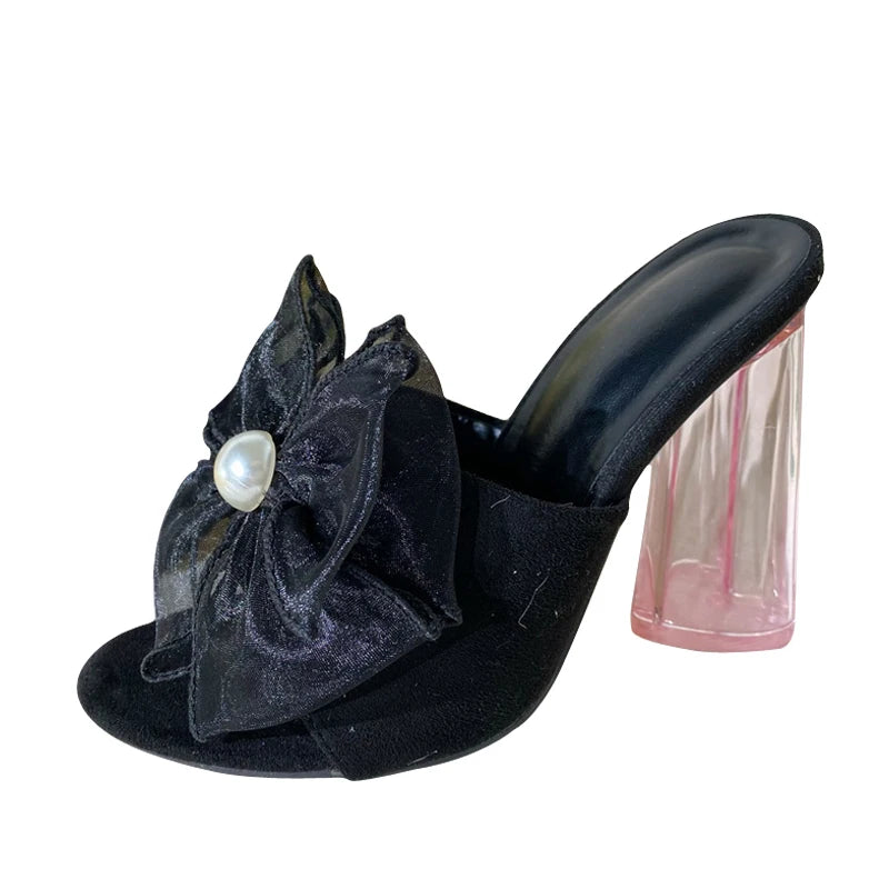 Summer Fashion quirky Transparent high Heel shoes Black-6