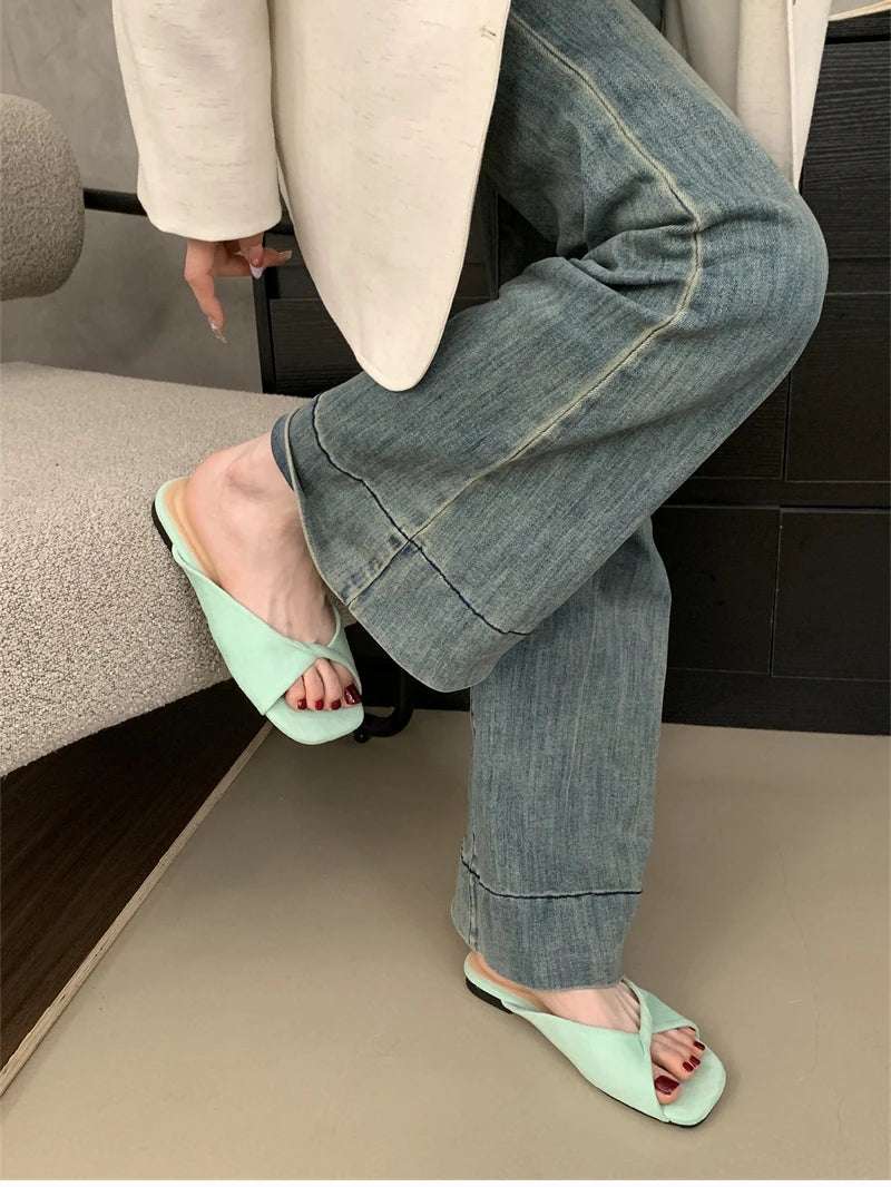 Open Toe pastel Color flat Sandals