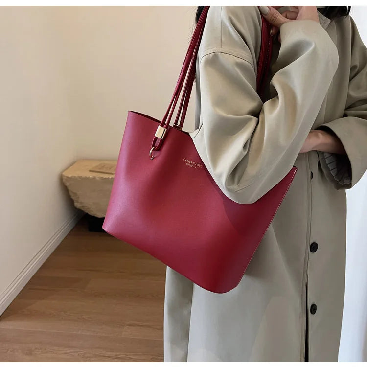 PU Leather large Tote Handbag