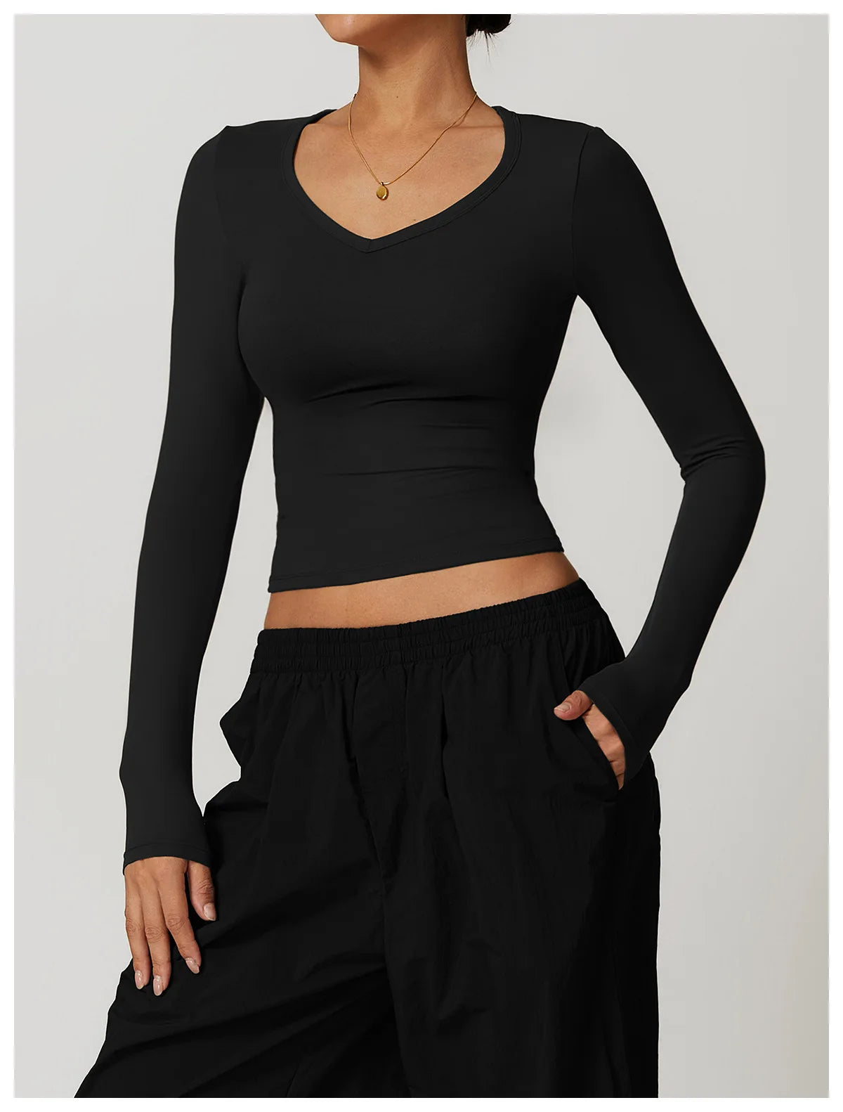 Long Sleeve gym Workout Crop Top