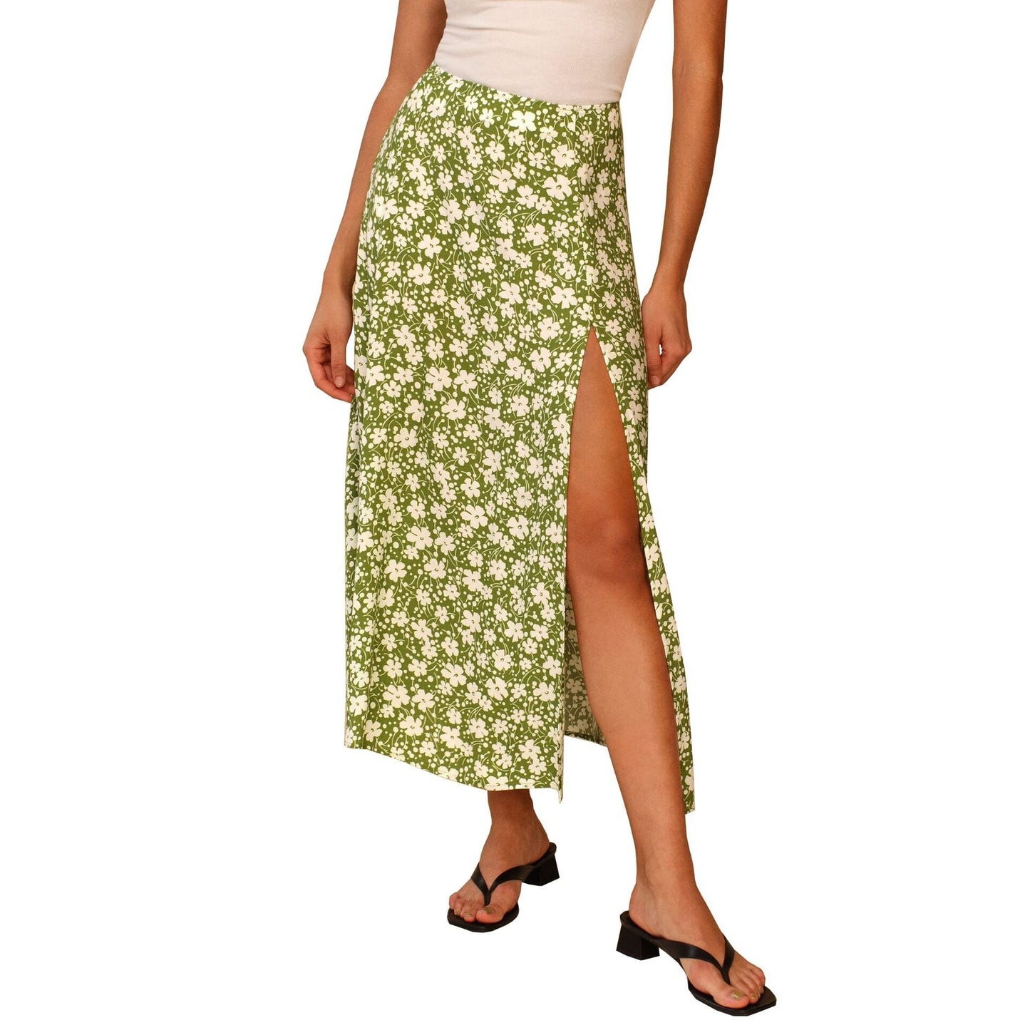 New Fashion vintage skirt print-green