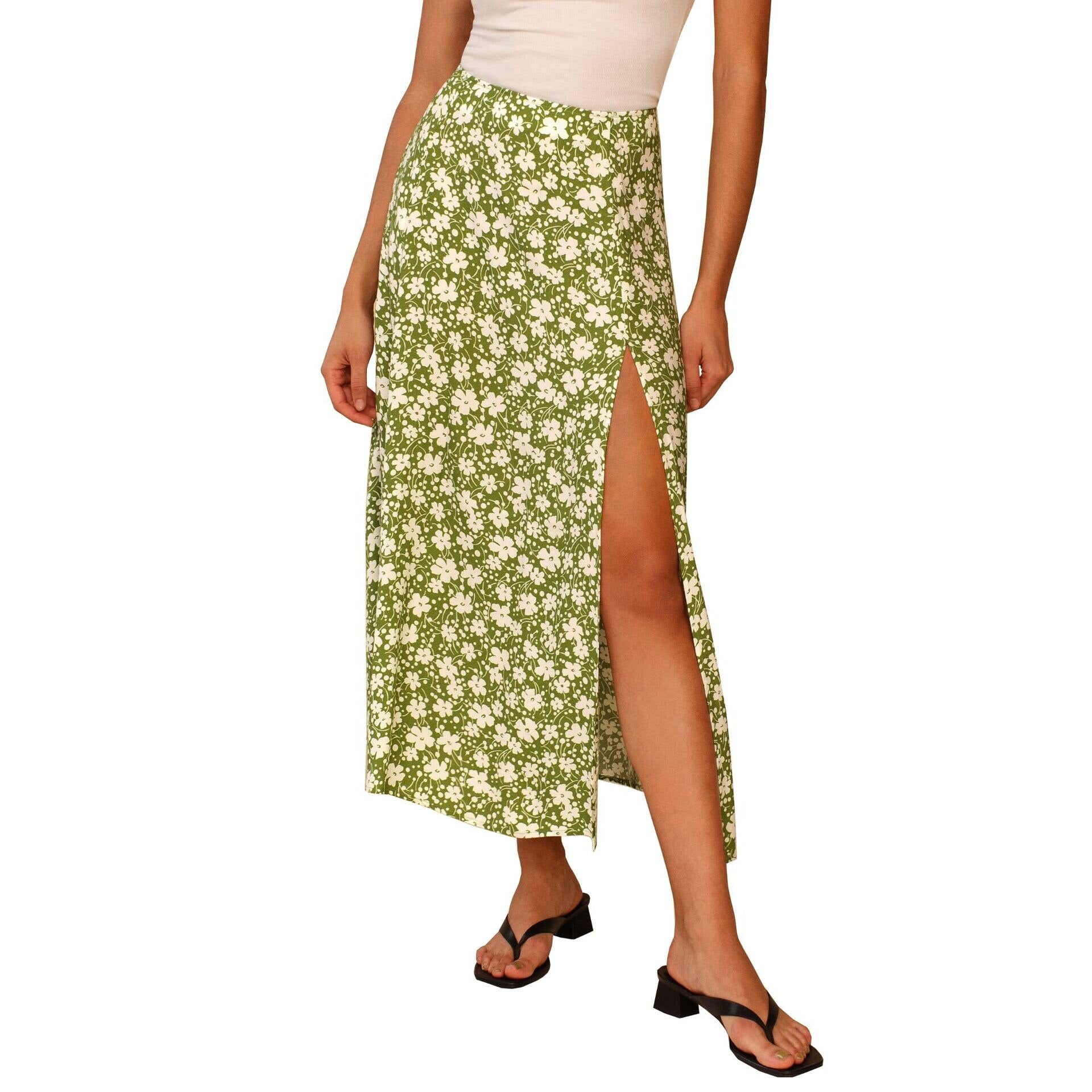 New Fashion vintage skirt print-green