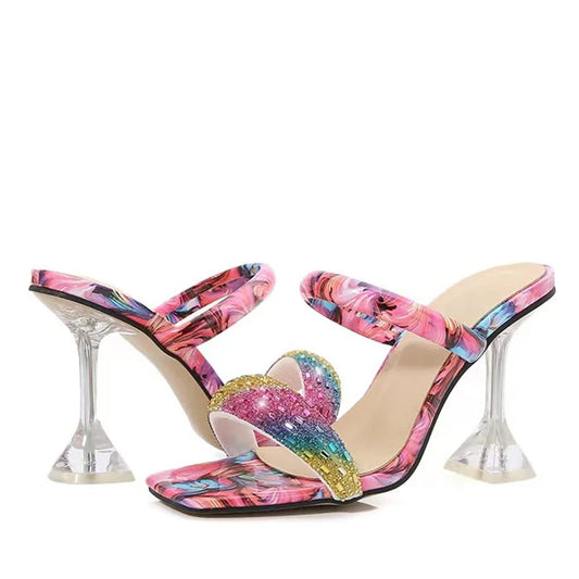 Rhinestone quirky Clear high heel Sandals