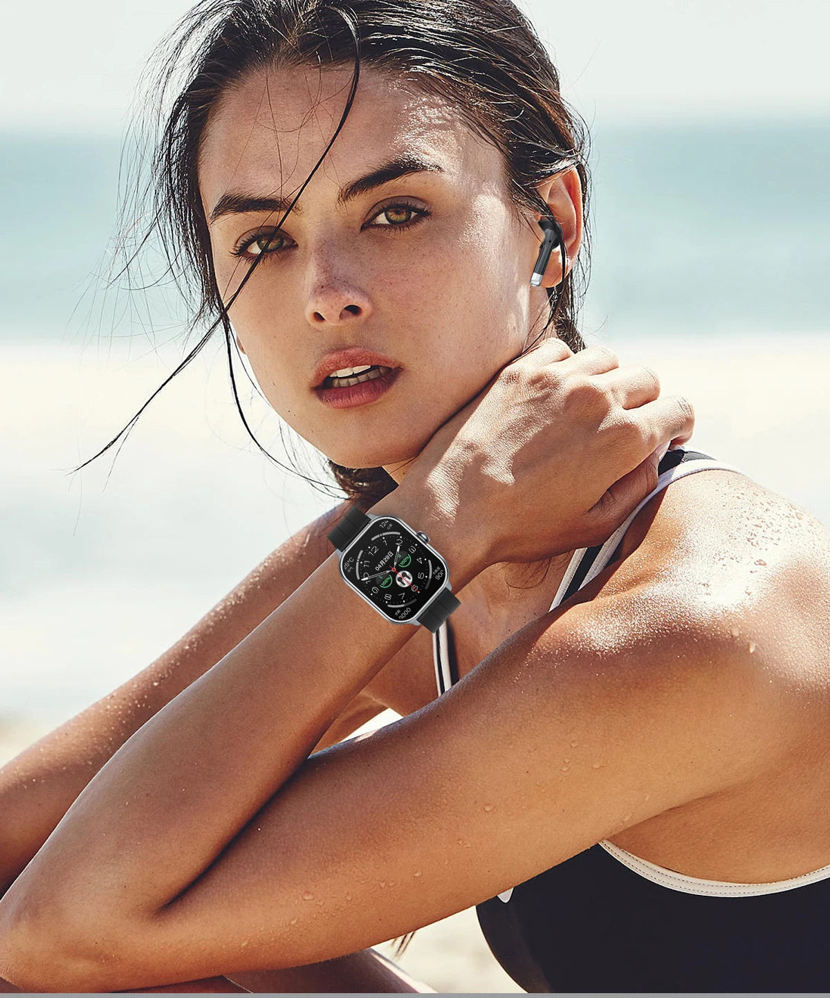 2.01 inch TWS 2-in-1 Earphones Bluetooth Call NFC Heart Rate Blood Pressure Health Monitor Music Smartwatch