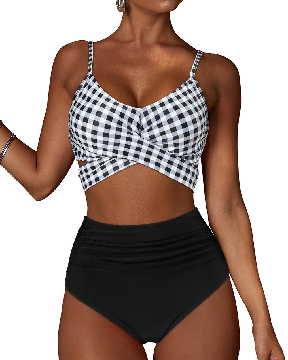New High Waist Push Up Brazilian Bathing Suits B4087-10