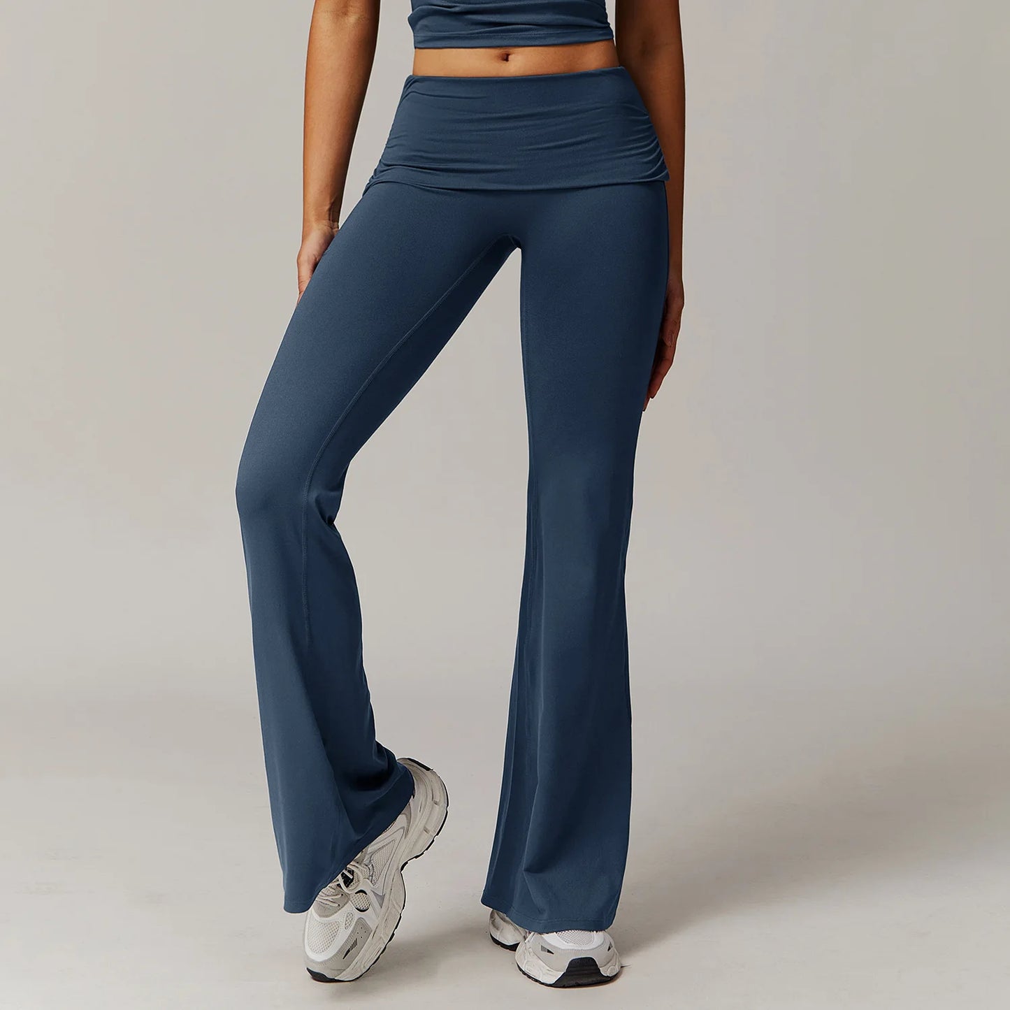 Bell-bottoms wide leg fitness Sport Leggings Grayish blue