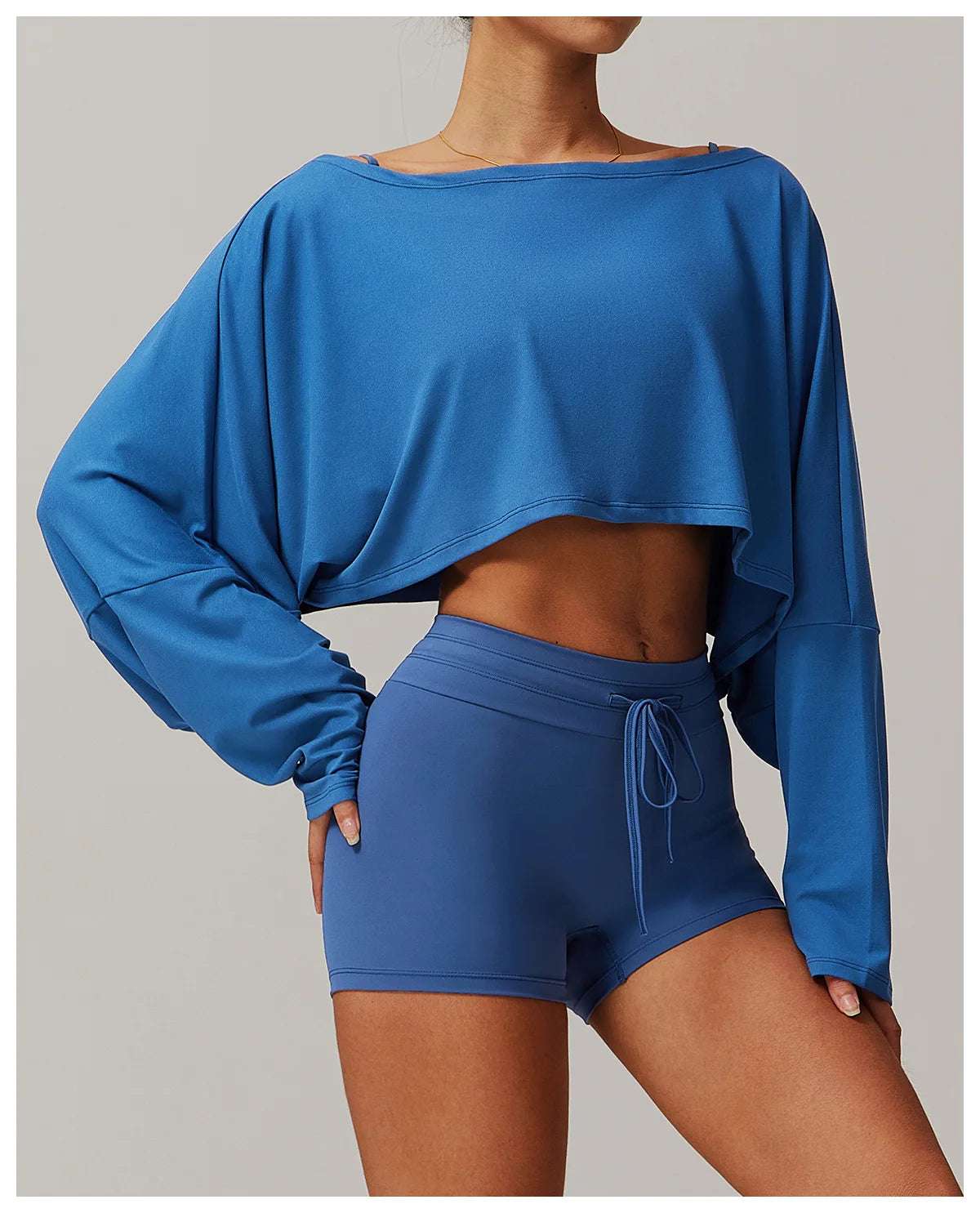 Long Sleeve off Shoulder Bat Sleeve Gym Yoga top
