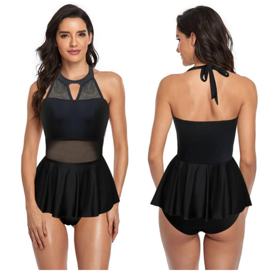 High Neck Ruffles swimming costume dress