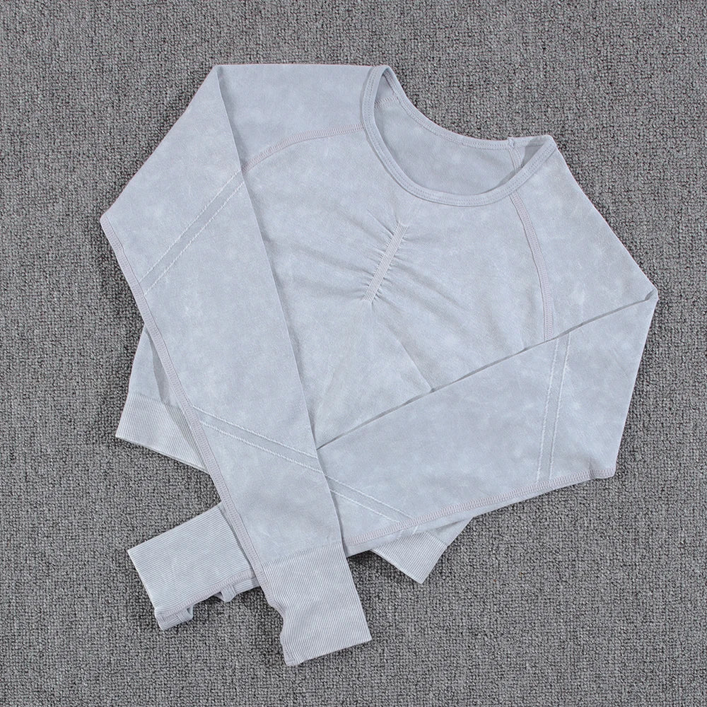 2 piece Gym Workout Yoga seamless high waist Set Lgrey top