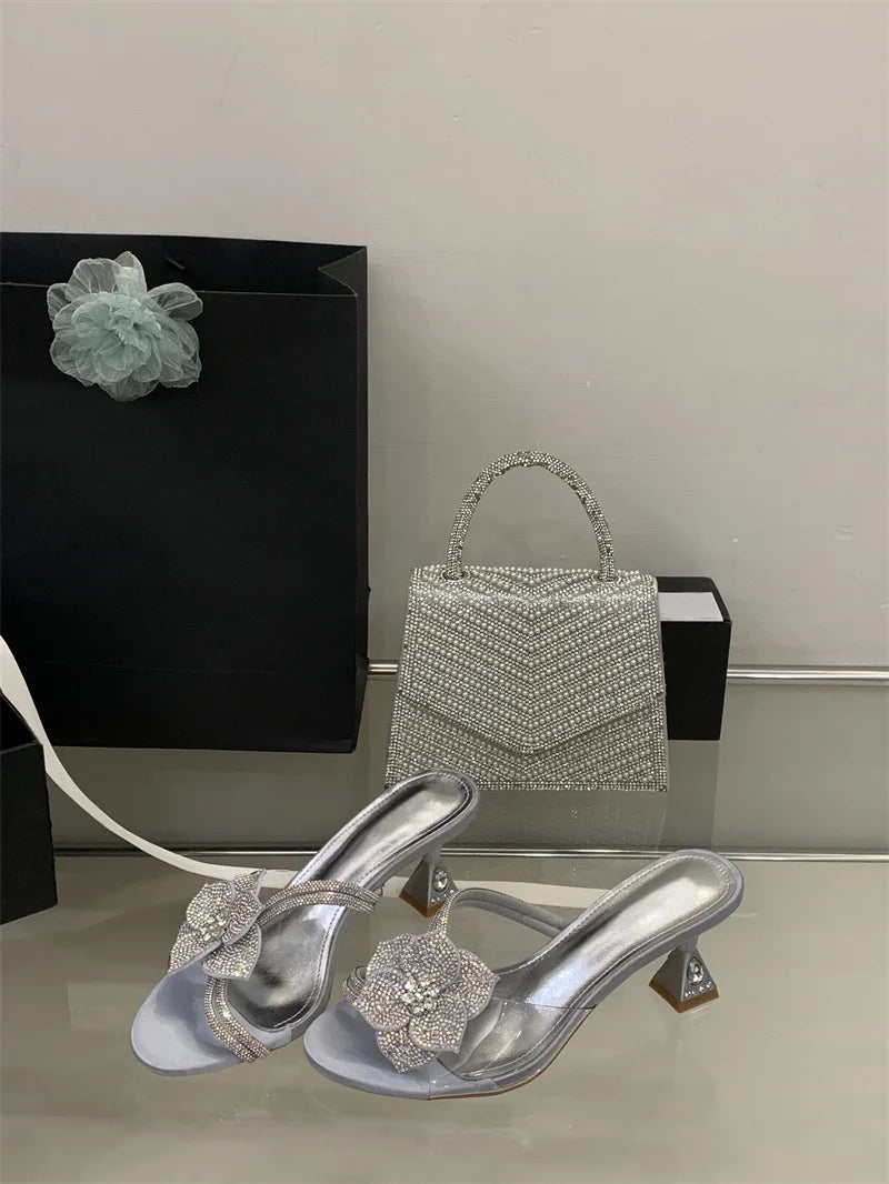 Fashion Rhinestone Flower high heel Sandals